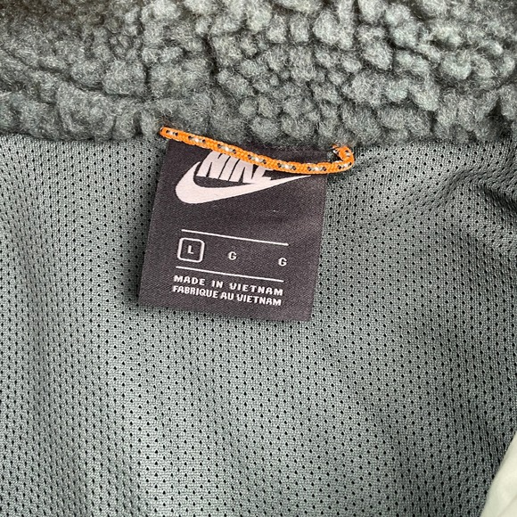 Nike Jacket Mens L Green Orange NSW Heritage Quilted Hooded Sherpa Mock Thermore - Picture 7 of 9